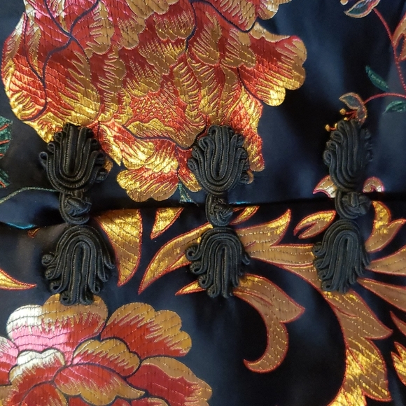 SOFT SURROUNDINGS Black Satin Jacquard Moon Dynasty Jacket sz XL Womens Cocktail - Picture 3 of 10